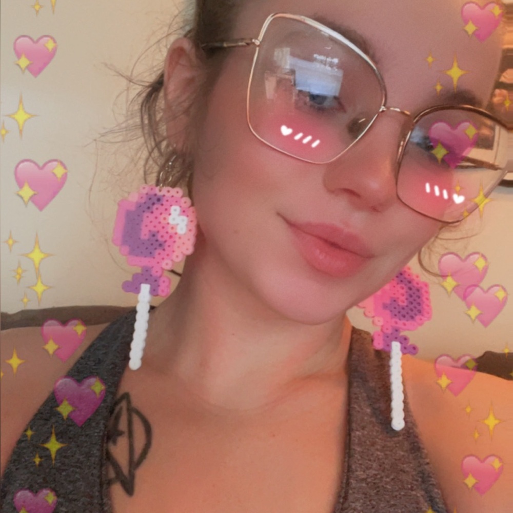Perler Earrings - Bubblegum Lollipops